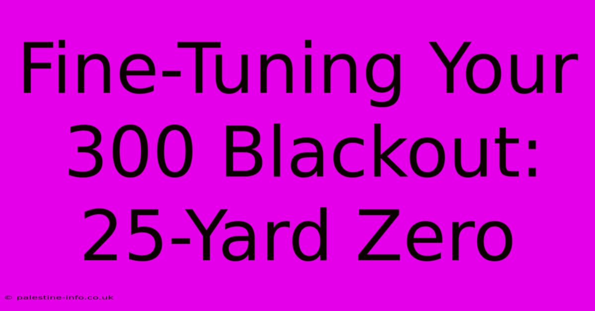 Fine-Tuning Your 300 Blackout: 25-Yard Zero