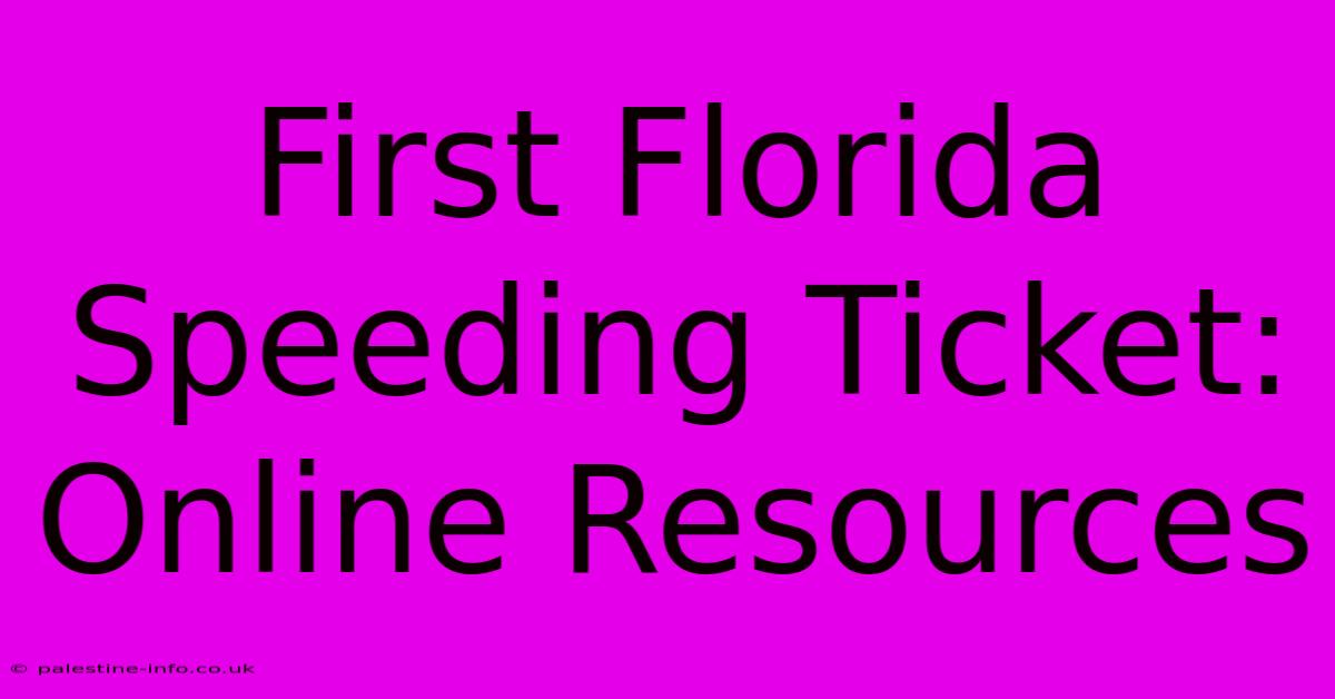 First Florida Speeding Ticket: Online Resources