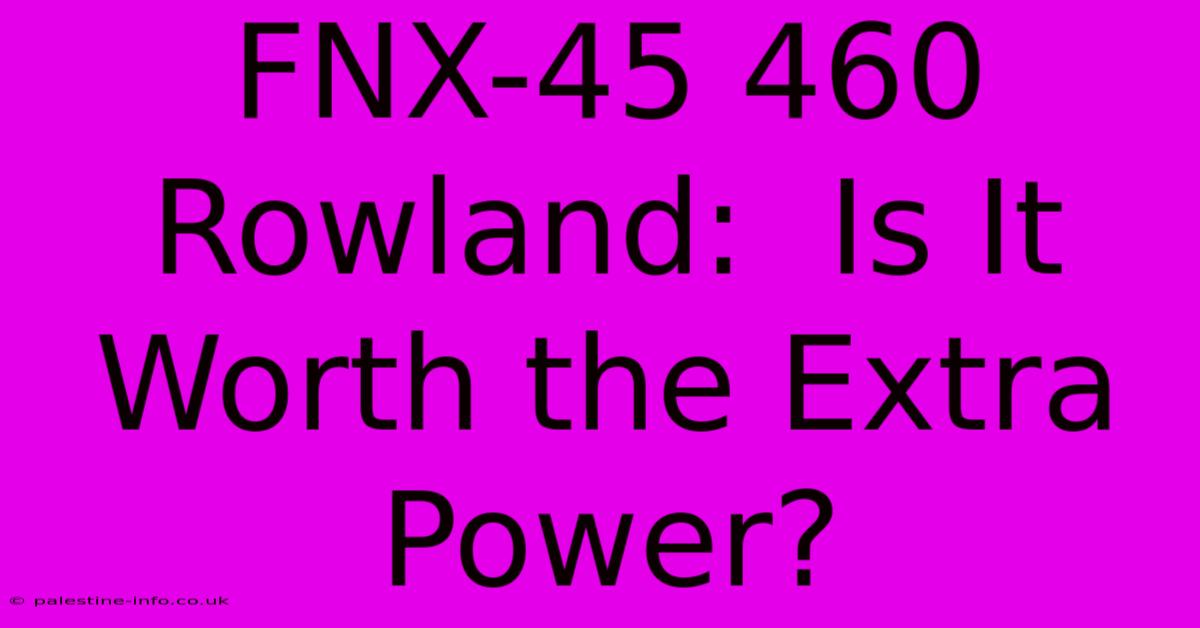 FNX-45 460 Rowland:  Is It Worth The Extra Power?