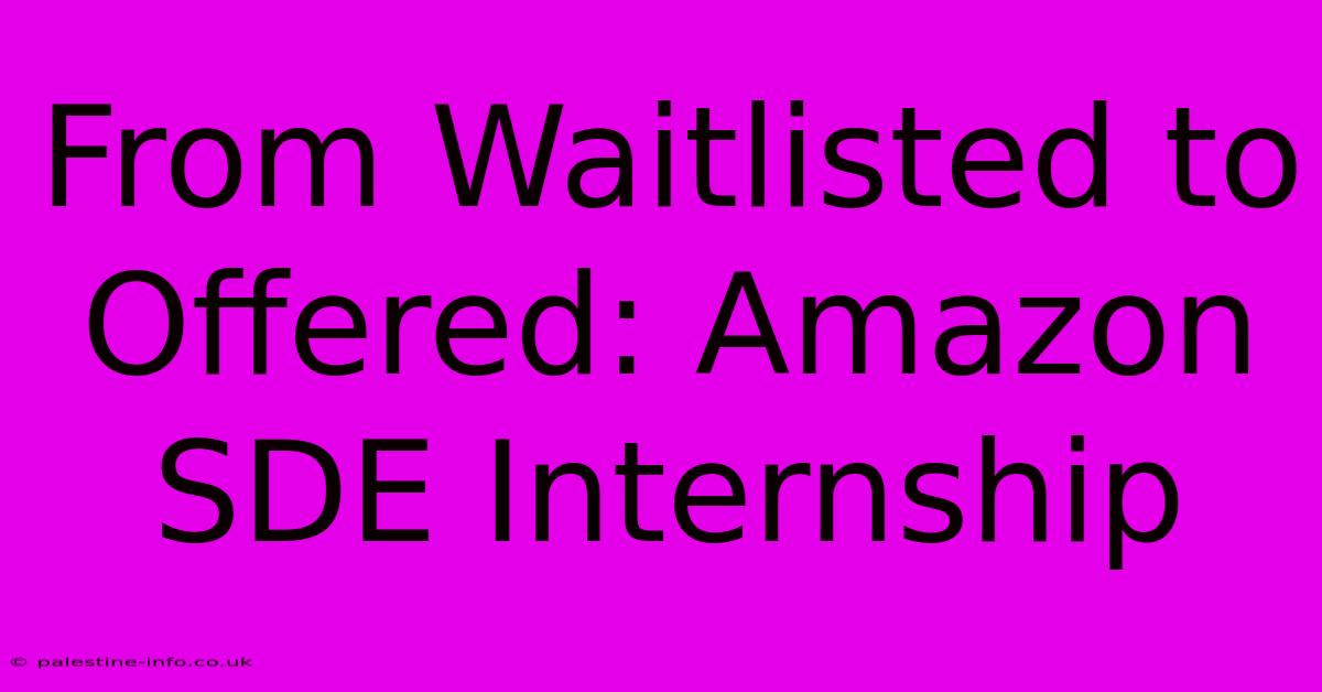 From Waitlisted To Offered: Amazon SDE Internship