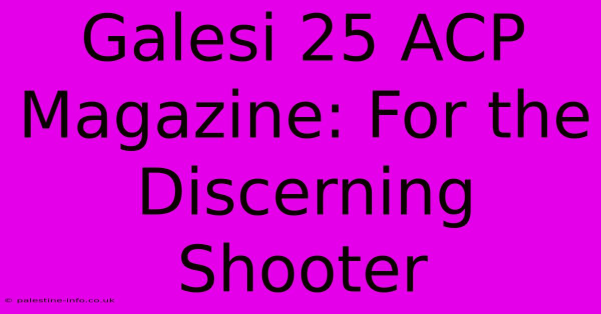 Galesi 25 ACP Magazine: For The Discerning Shooter