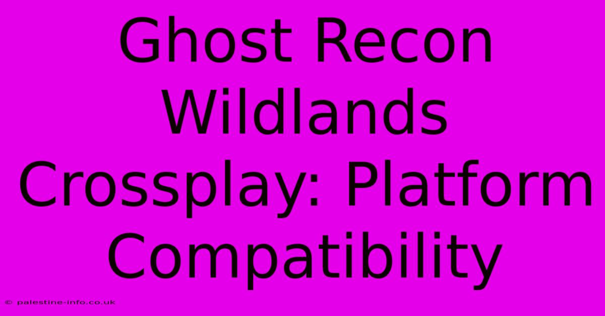 Ghost Recon Wildlands Crossplay: Platform Compatibility