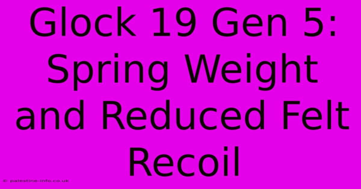 Glock 19 Gen 5: Spring Weight And Reduced Felt Recoil