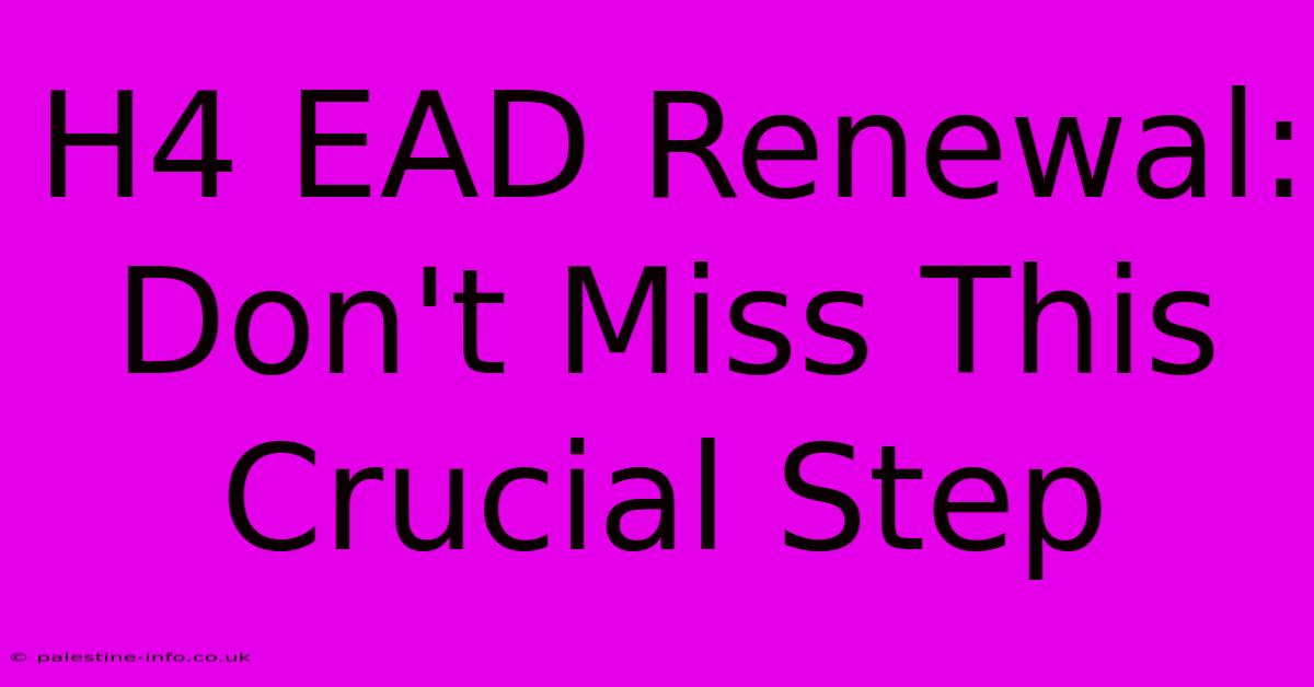 H4 EAD Renewal:  Don't Miss This Crucial Step