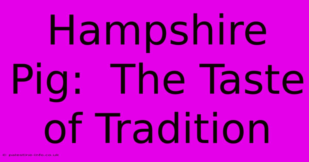 Hampshire Pig:  The Taste Of Tradition