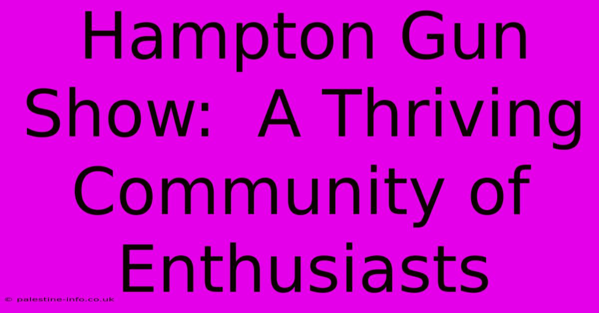 Hampton Gun Show:  A Thriving Community Of Enthusiasts