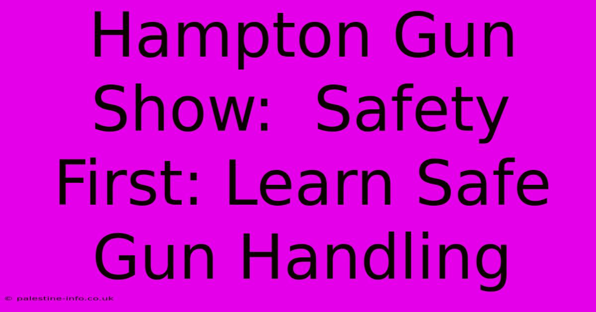 Hampton Gun Show:  Safety First: Learn Safe Gun Handling