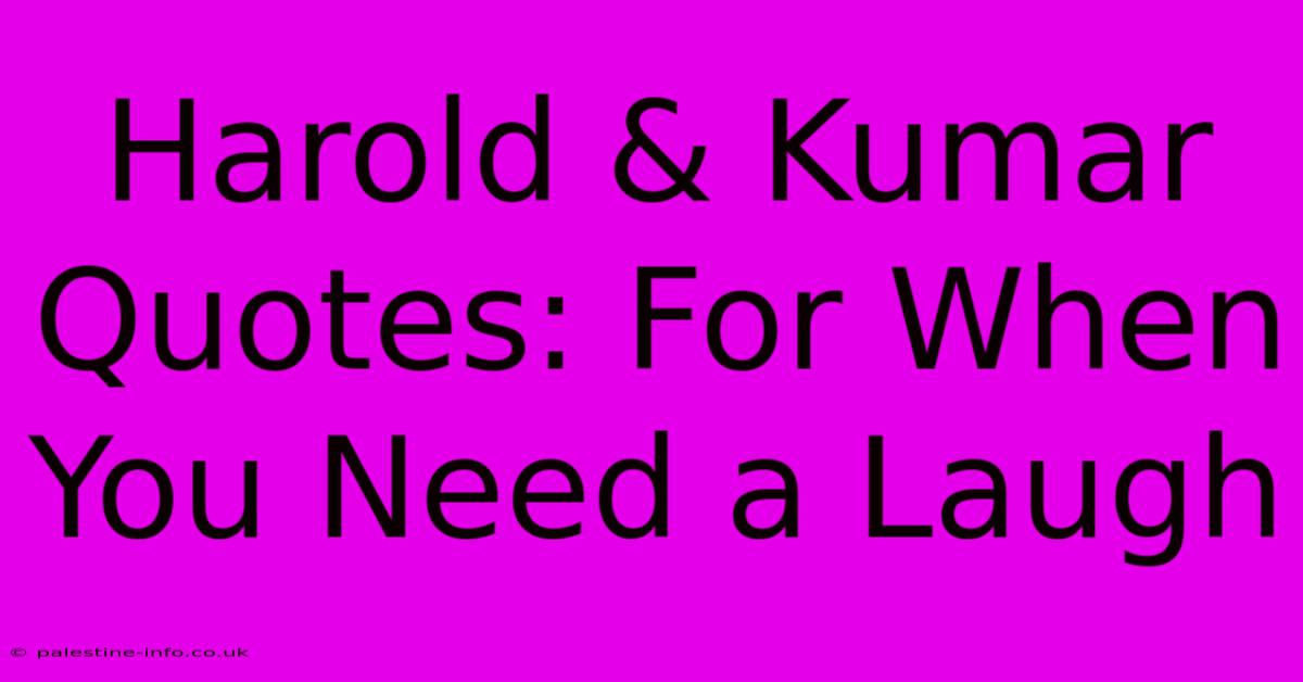 Harold & Kumar Quotes: For When You Need A Laugh