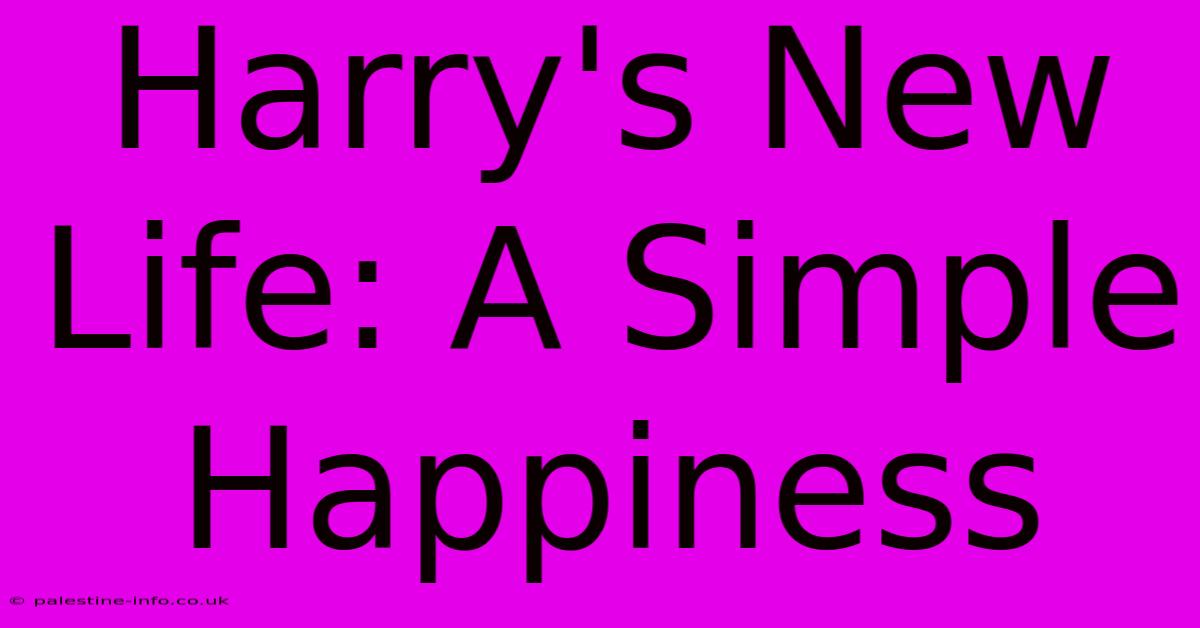 Harry's New Life: A Simple Happiness