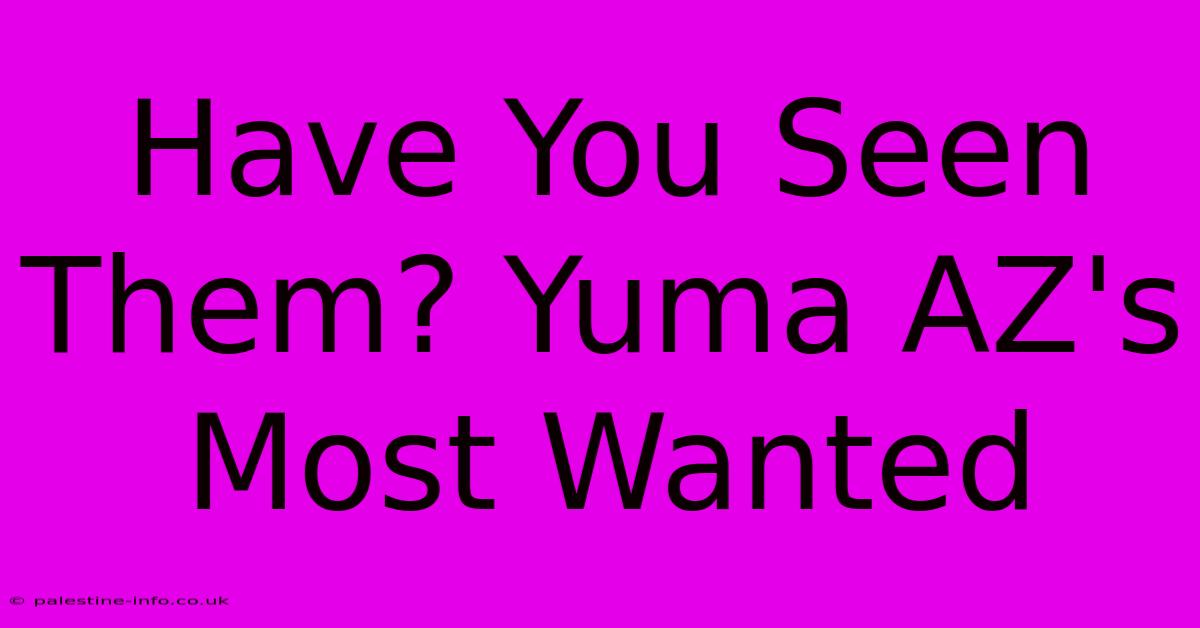 Have You Seen Them? Yuma AZ's Most Wanted