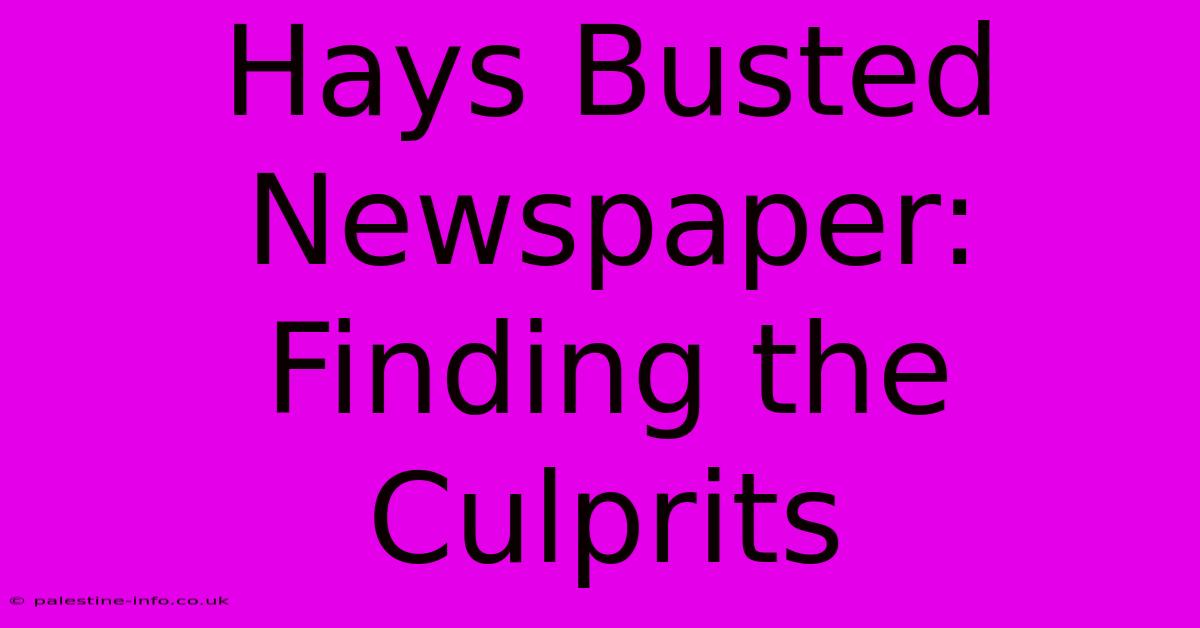 Hays Busted Newspaper: Finding The Culprits