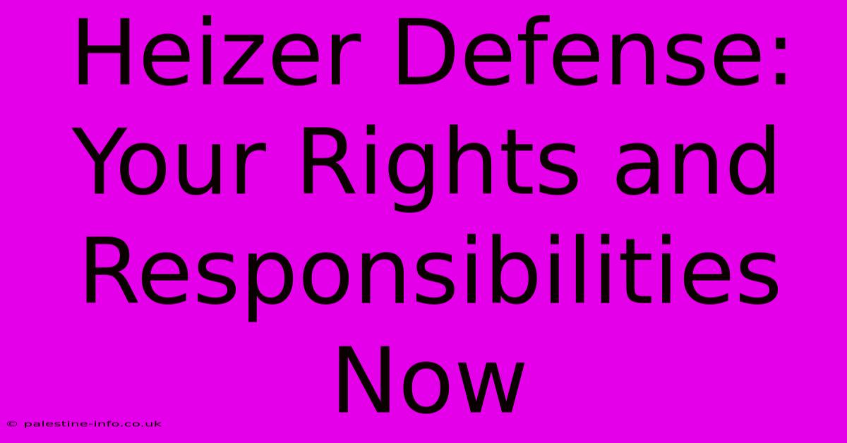 Heizer Defense:  Your Rights And Responsibilities Now