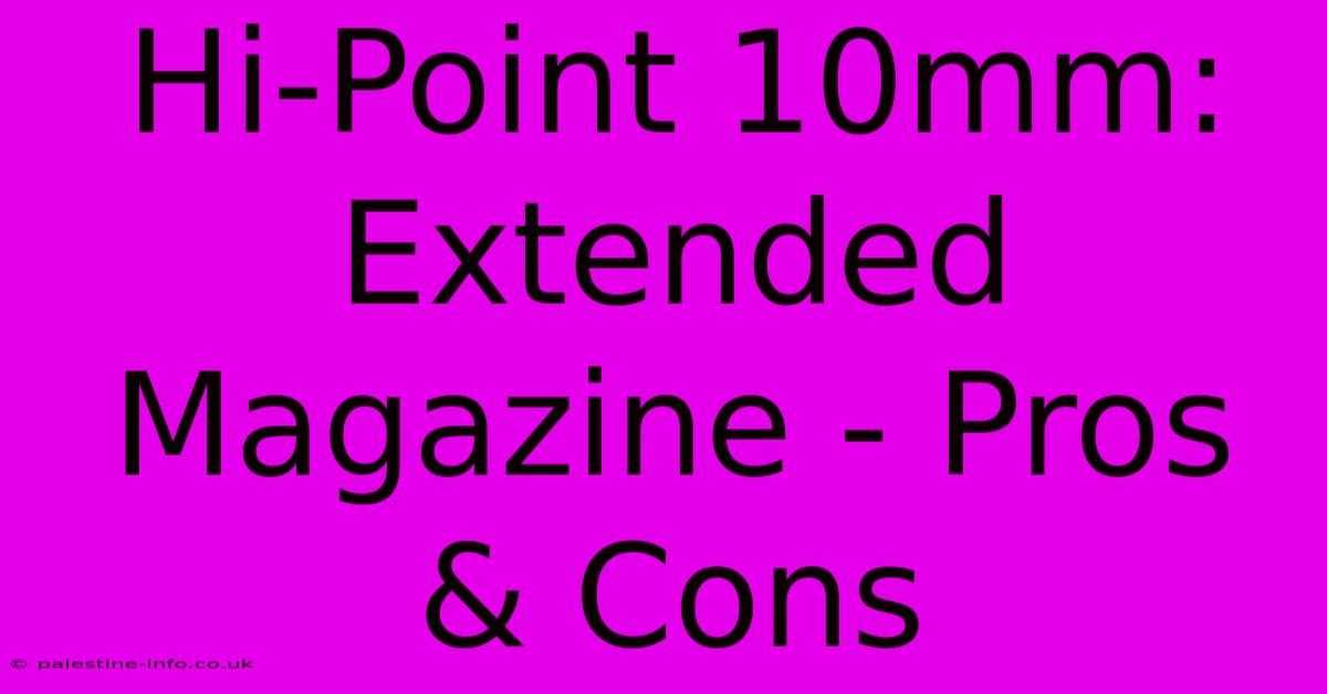 Hi-Point 10mm: Extended Magazine - Pros & Cons