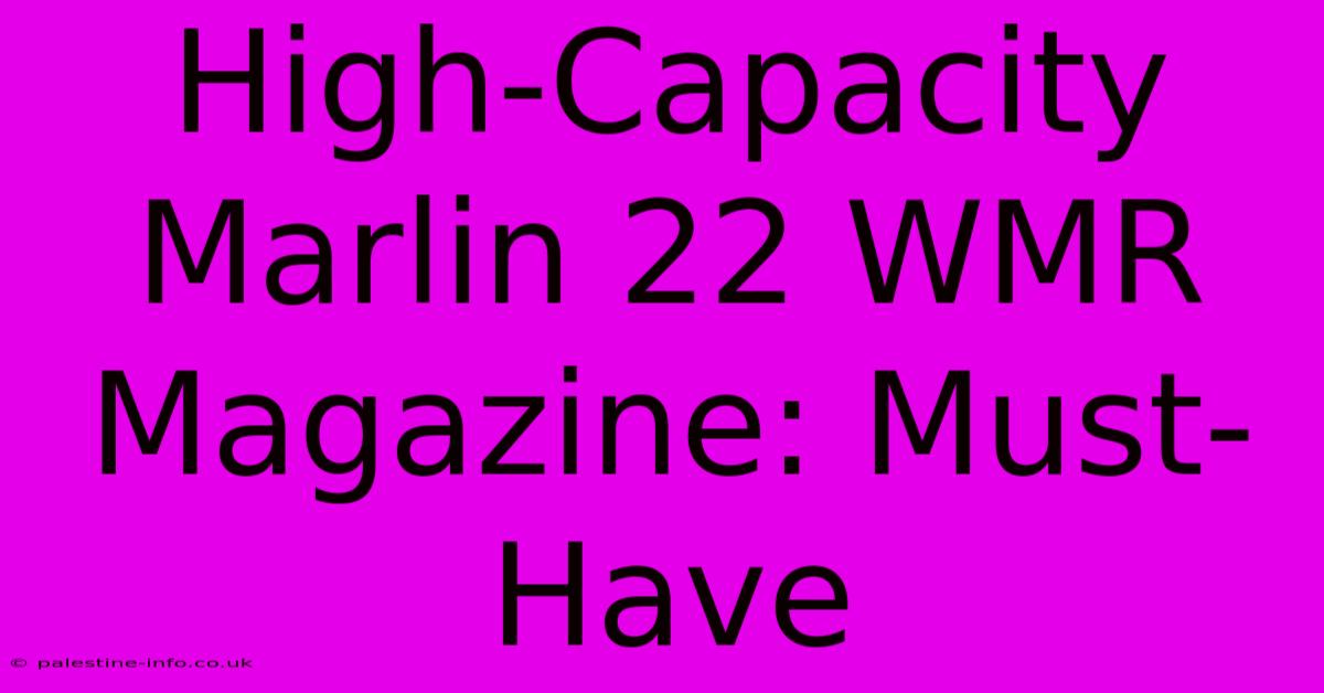 High-Capacity Marlin 22 WMR Magazine: Must-Have