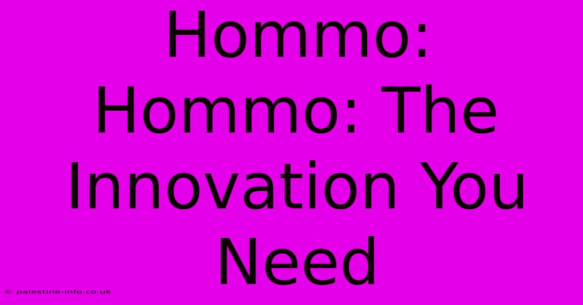 Hommo:  Hommo: The Innovation You Need