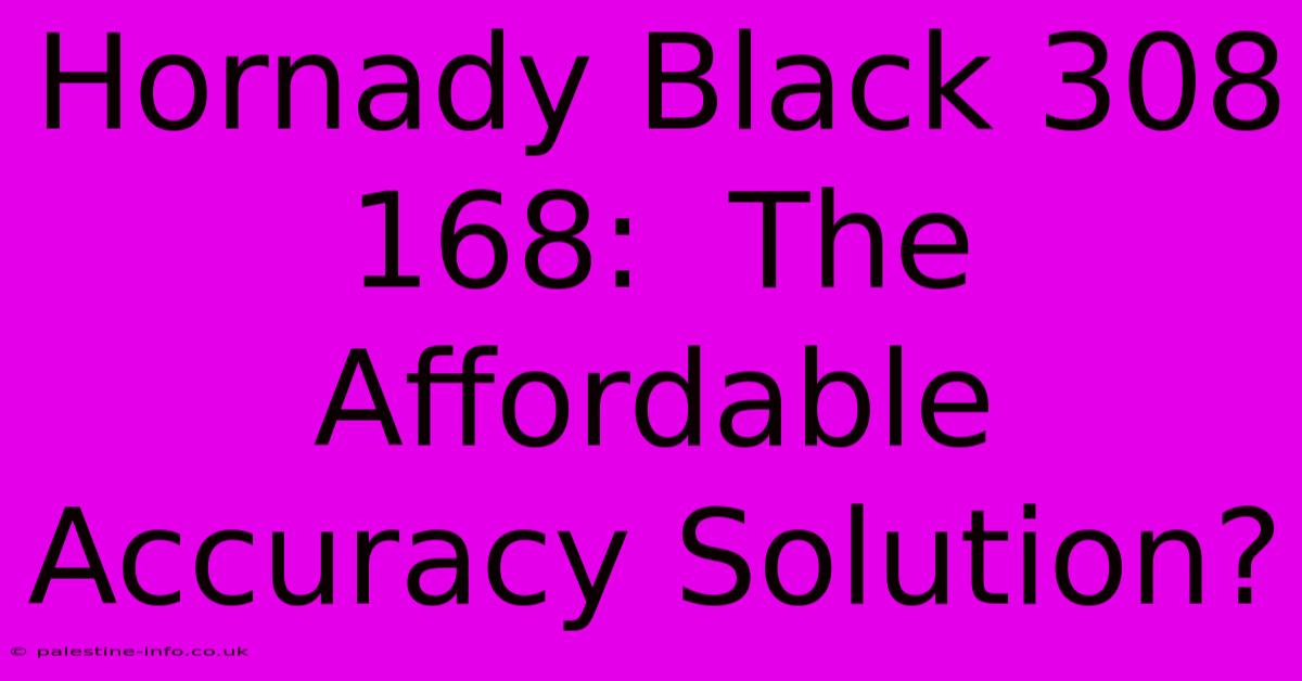 Hornady Black 308 168:  The Affordable Accuracy Solution?