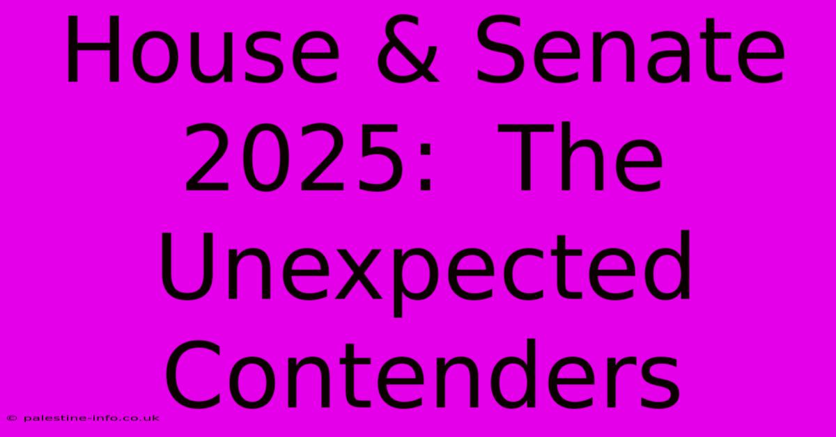 House & Senate 2025:  The Unexpected Contenders