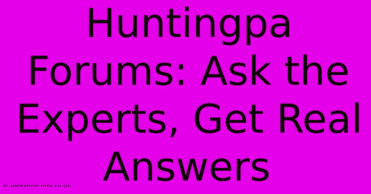 Huntingpa Forums: Ask The Experts, Get Real Answers