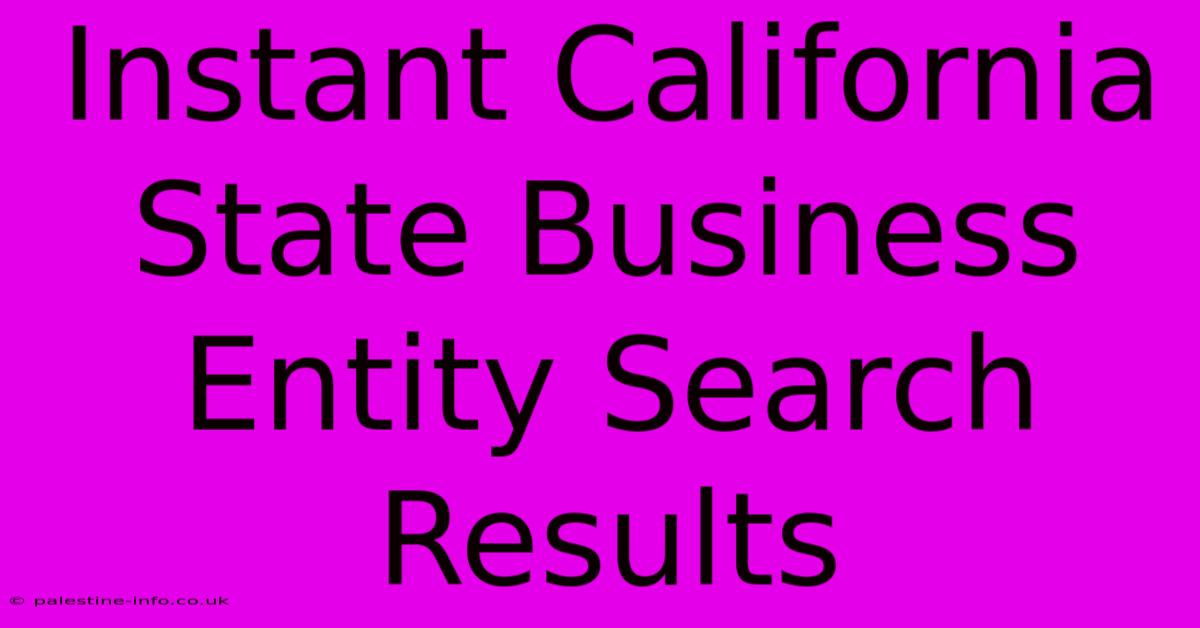 Instant California State Business Entity Search Results