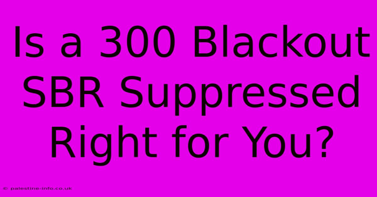 Is A 300 Blackout SBR Suppressed Right For You?