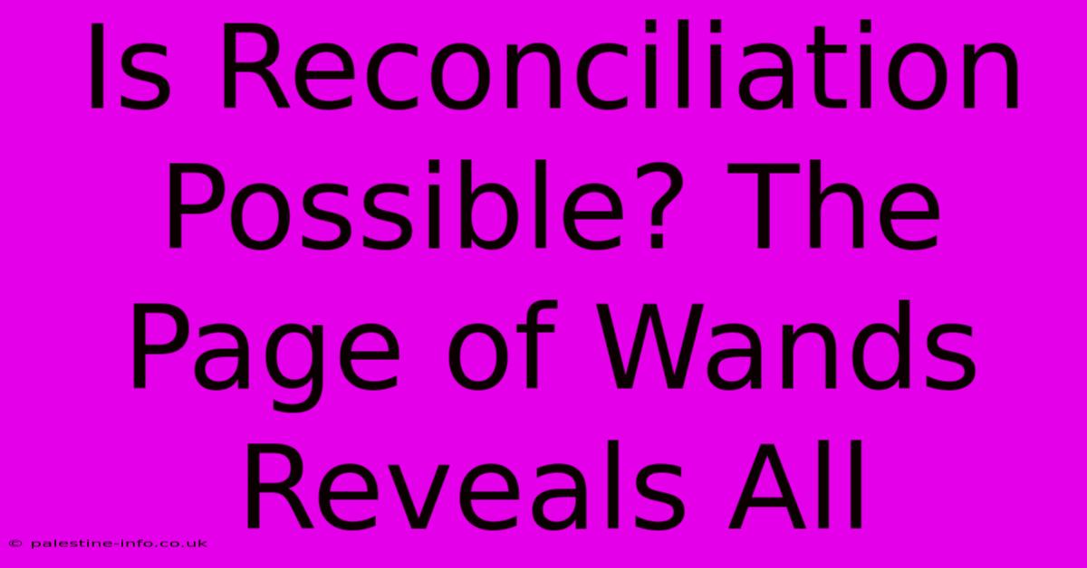 Is Reconciliation Possible? The Page Of Wands Reveals All