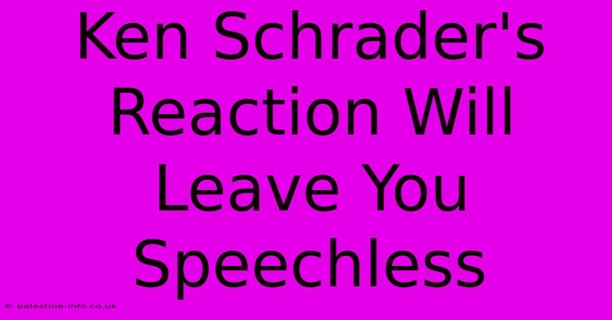 Ken Schrader's Reaction Will Leave You Speechless