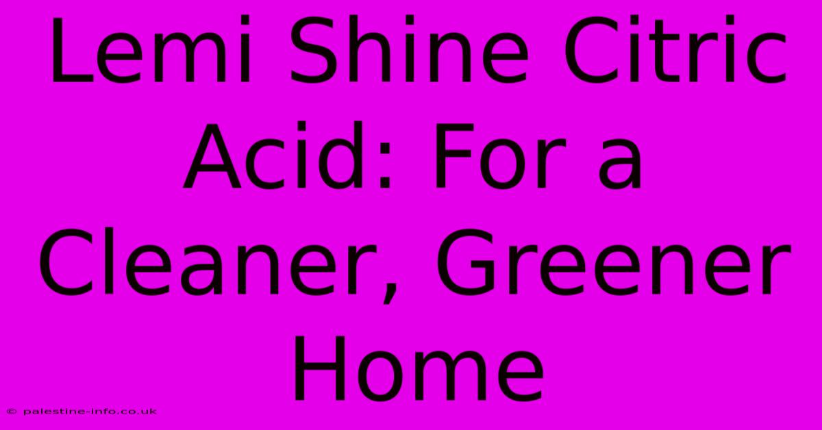 Lemi Shine Citric Acid: For A Cleaner, Greener Home