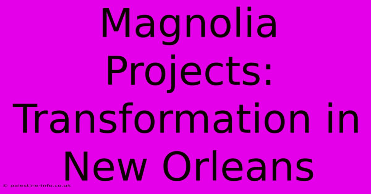 Magnolia Projects: Transformation In New Orleans