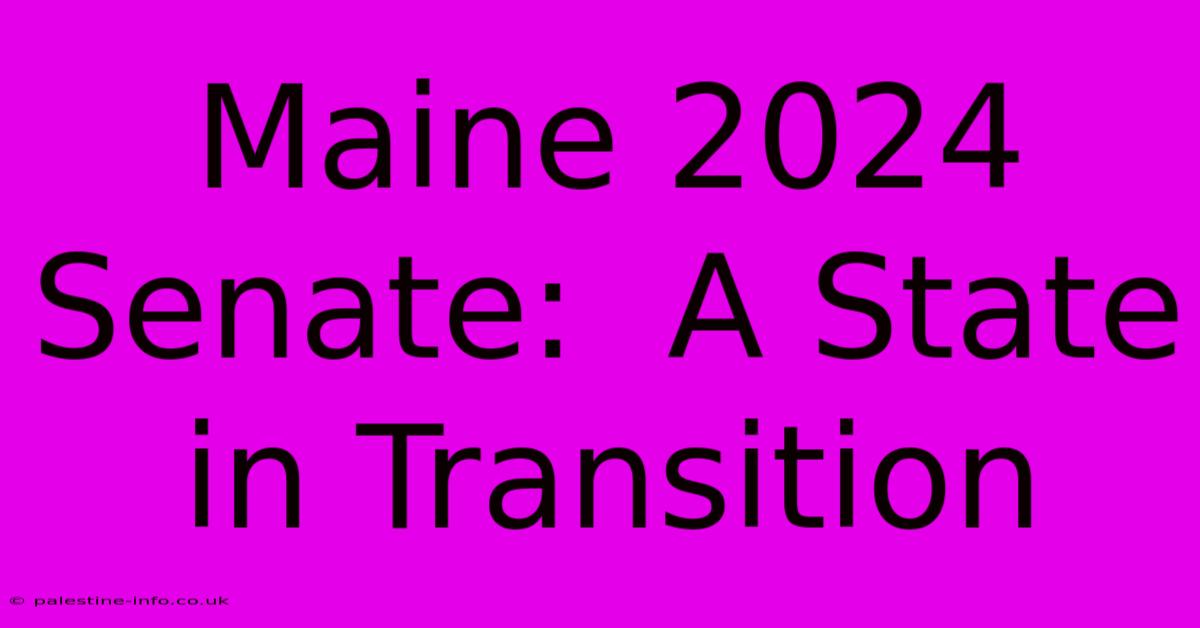 Maine 2024 Senate:  A State In Transition