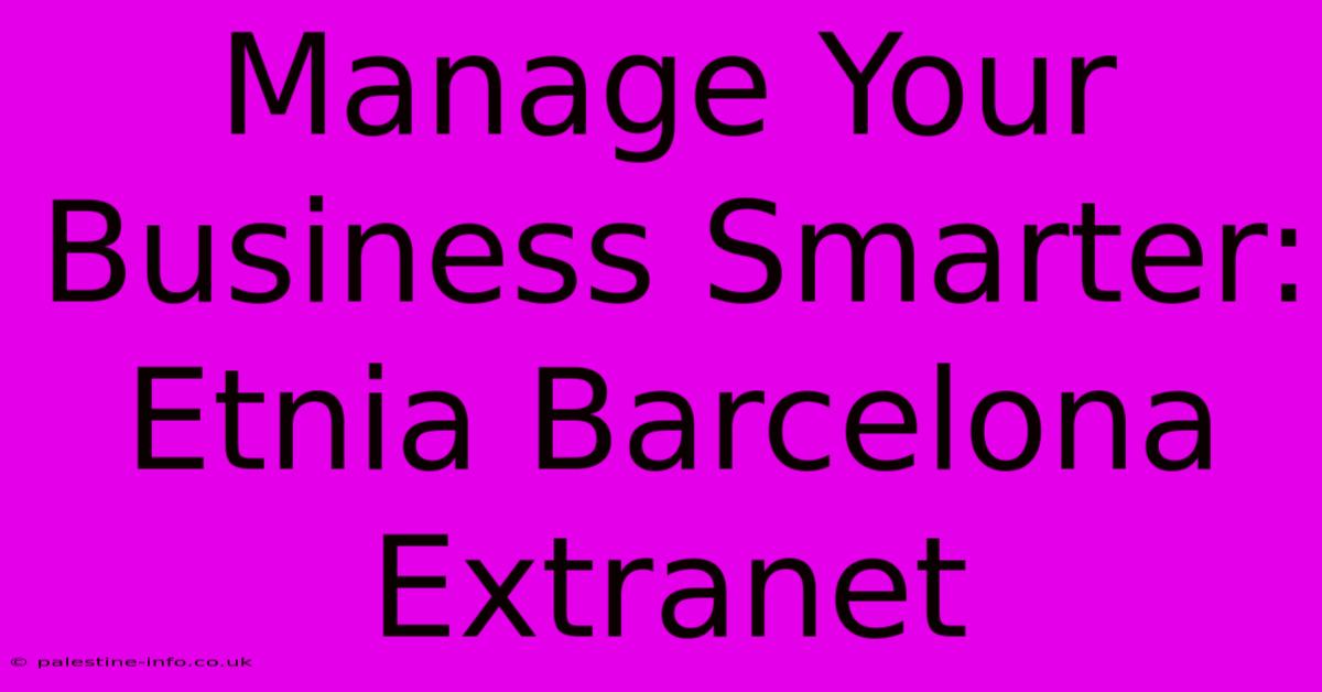 Manage Your Business Smarter: Etnia Barcelona Extranet