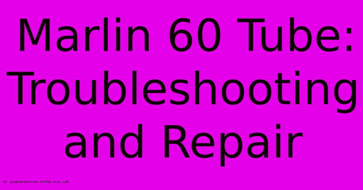 Marlin 60 Tube:  Troubleshooting And Repair