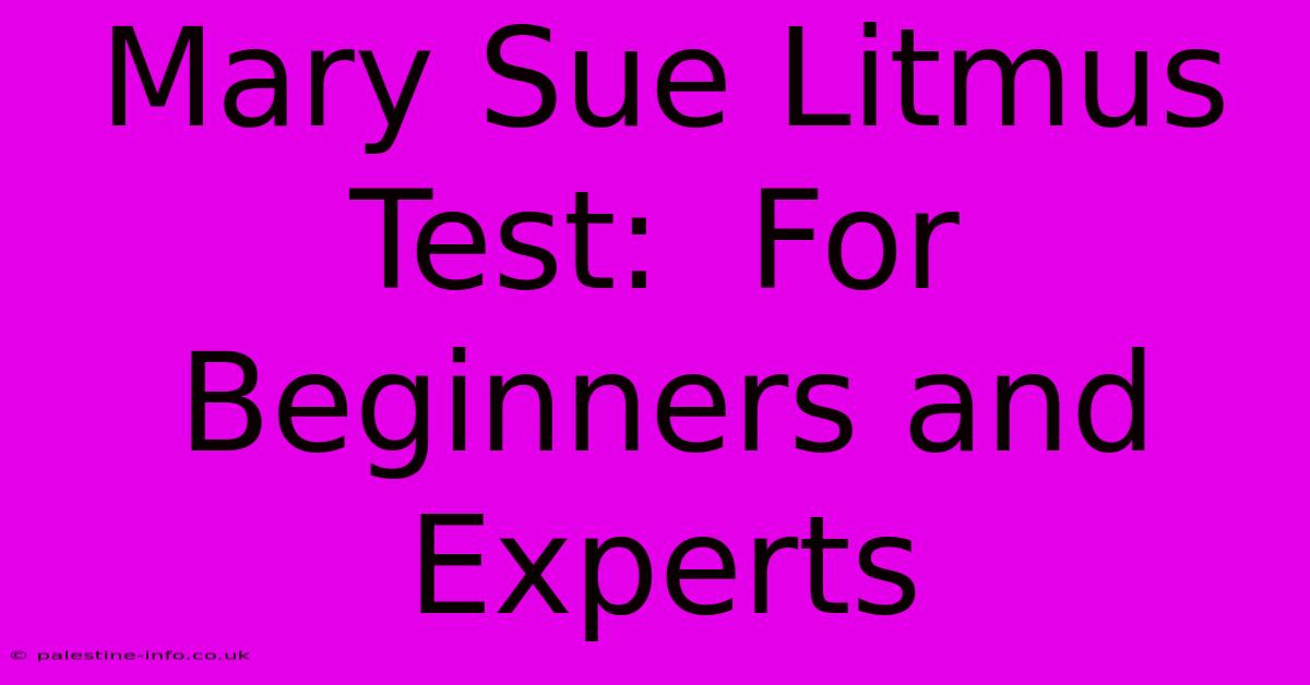 Mary Sue Litmus Test:  For Beginners And Experts