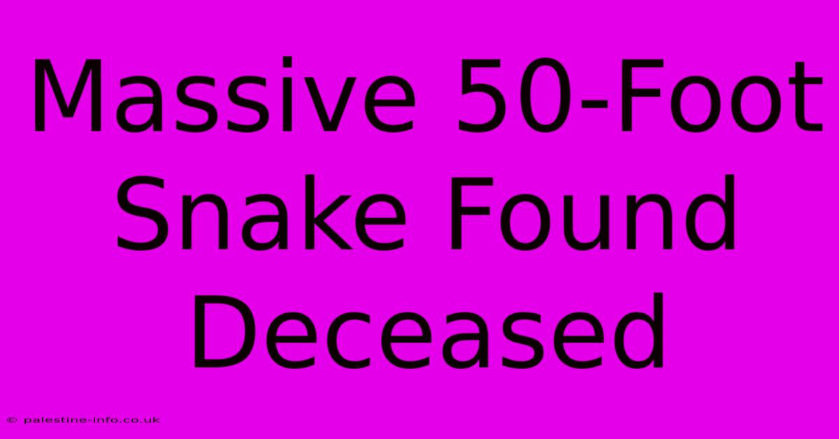 Massive 50-Foot Snake Found Deceased