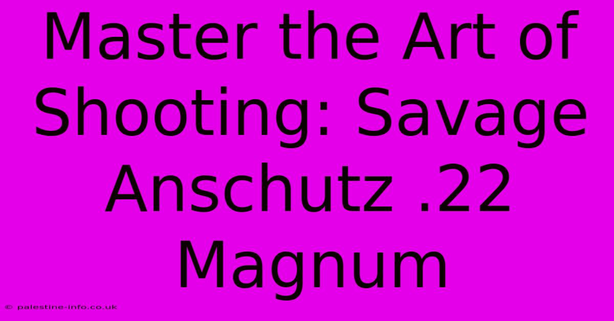 Master The Art Of Shooting: Savage Anschutz .22 Magnum