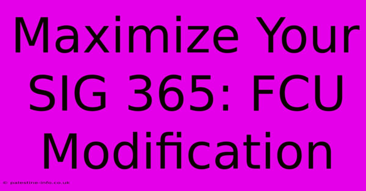 Maximize Your SIG 365: FCU Modification