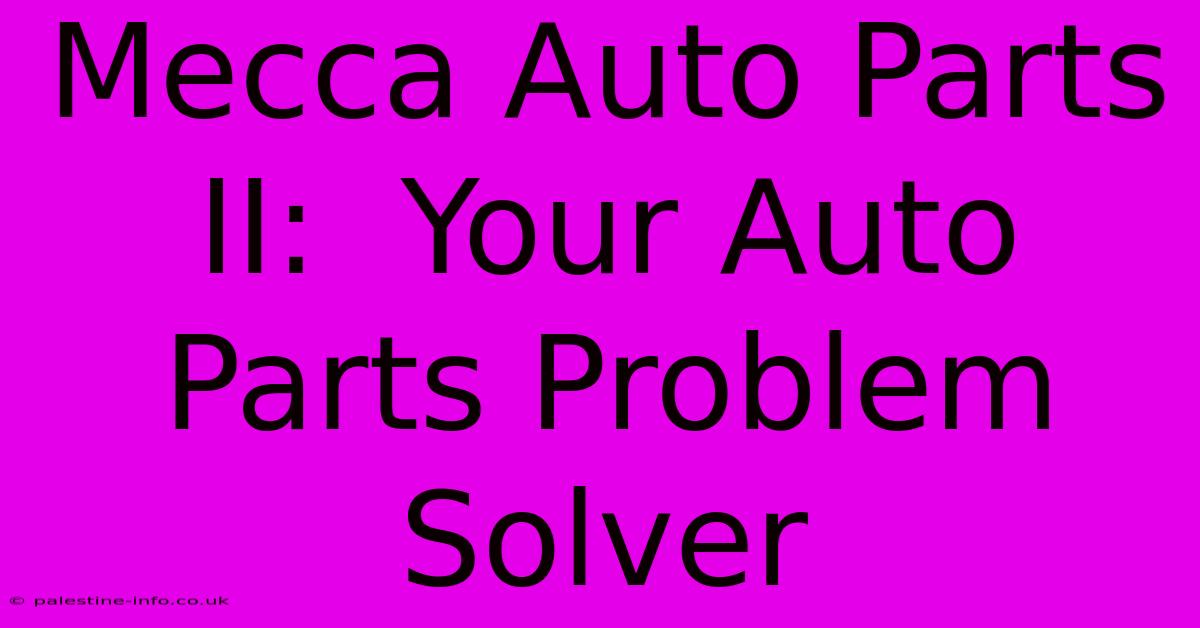 Mecca Auto Parts II:  Your Auto Parts Problem Solver