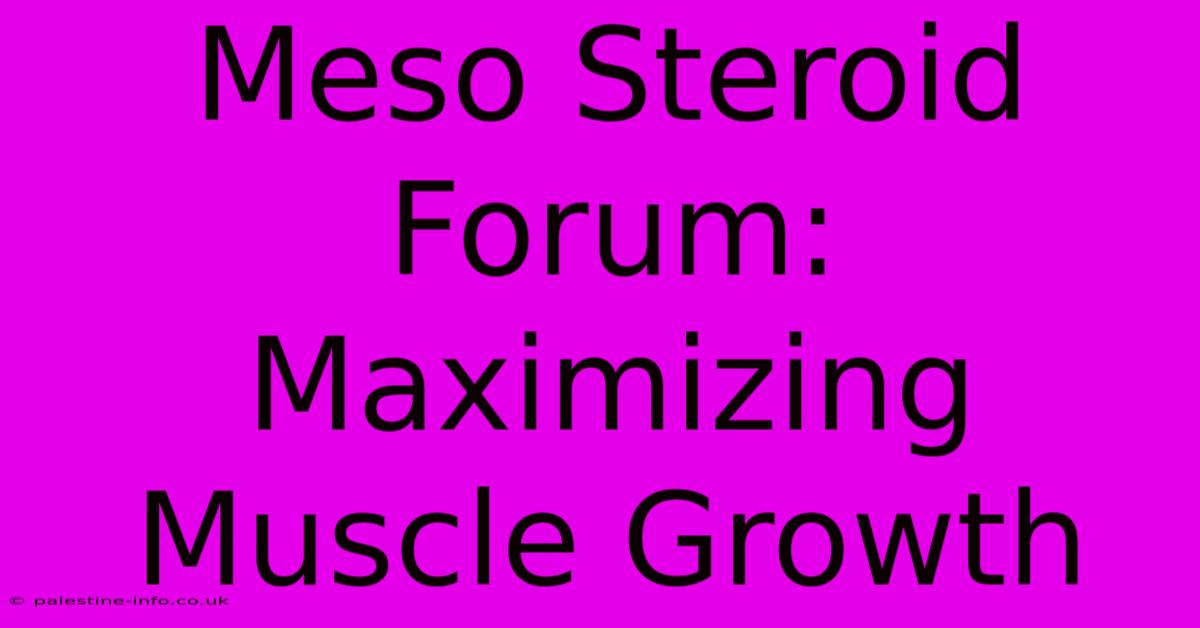 Meso Steroid Forum: Maximizing Muscle Growth