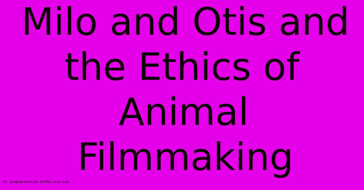 Milo And Otis And The Ethics Of Animal Filmmaking