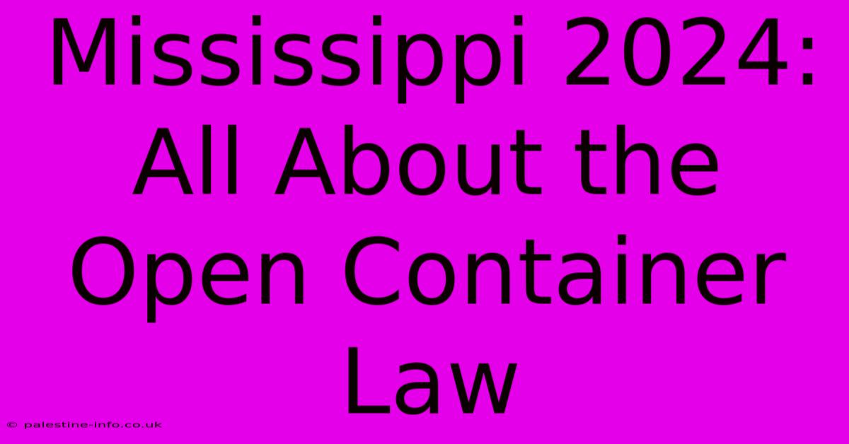 Mississippi 2024:  All About The Open Container Law