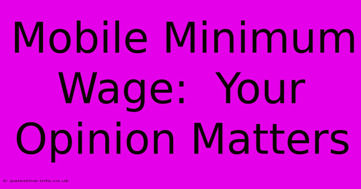 Mobile Minimum Wage:  Your Opinion Matters