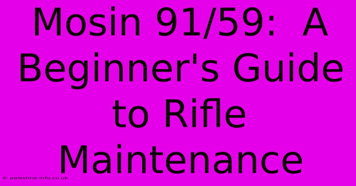 Mosin 91/59:  A Beginner's Guide To Rifle Maintenance