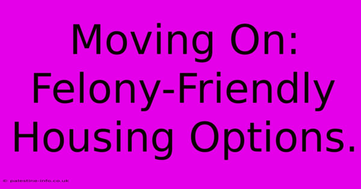 Moving On:  Felony-Friendly Housing Options.