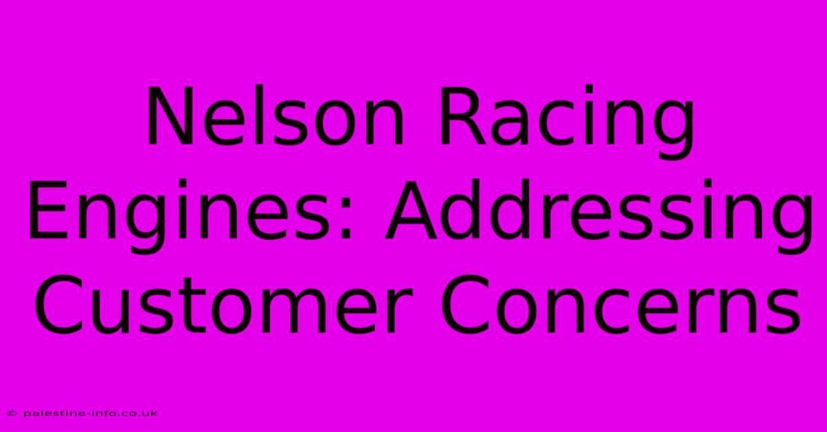 Nelson Racing Engines: Addressing Customer Concerns