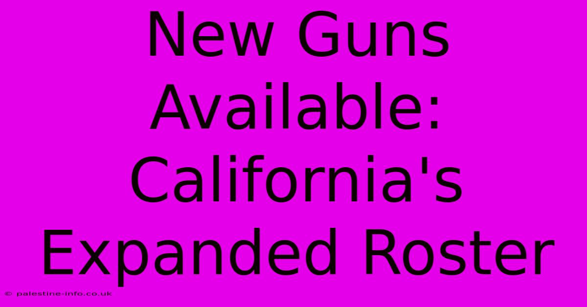 New Guns Available:  California's Expanded Roster