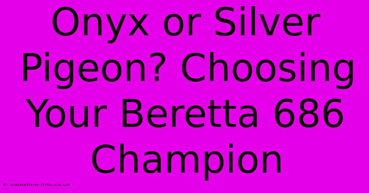 Onyx Or Silver Pigeon? Choosing Your Beretta 686 Champion