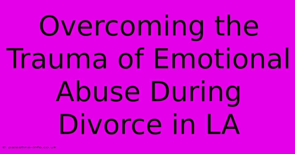 Overcoming The Trauma Of Emotional Abuse During Divorce In LA