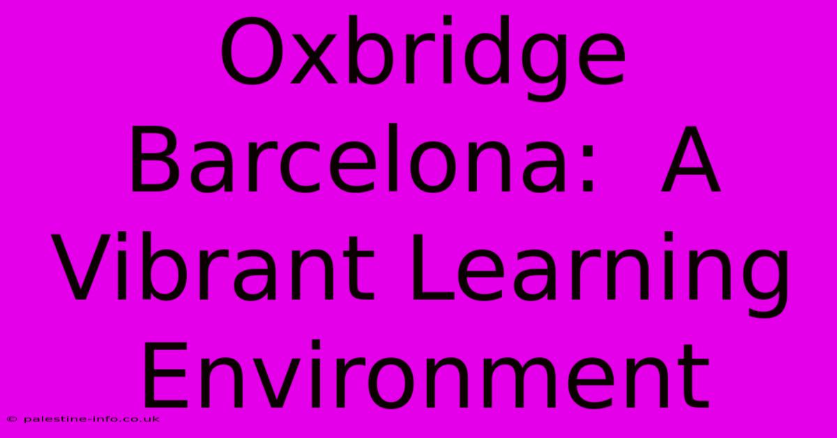 Oxbridge Barcelona:  A Vibrant Learning Environment