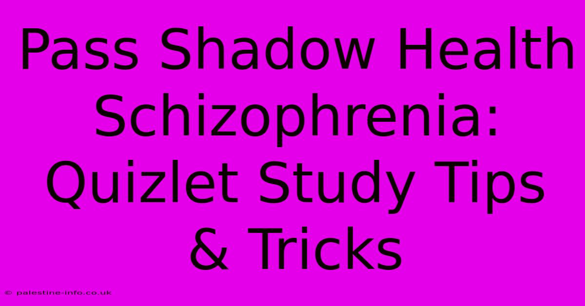 Pass Shadow Health Schizophrenia: Quizlet Study Tips & Tricks