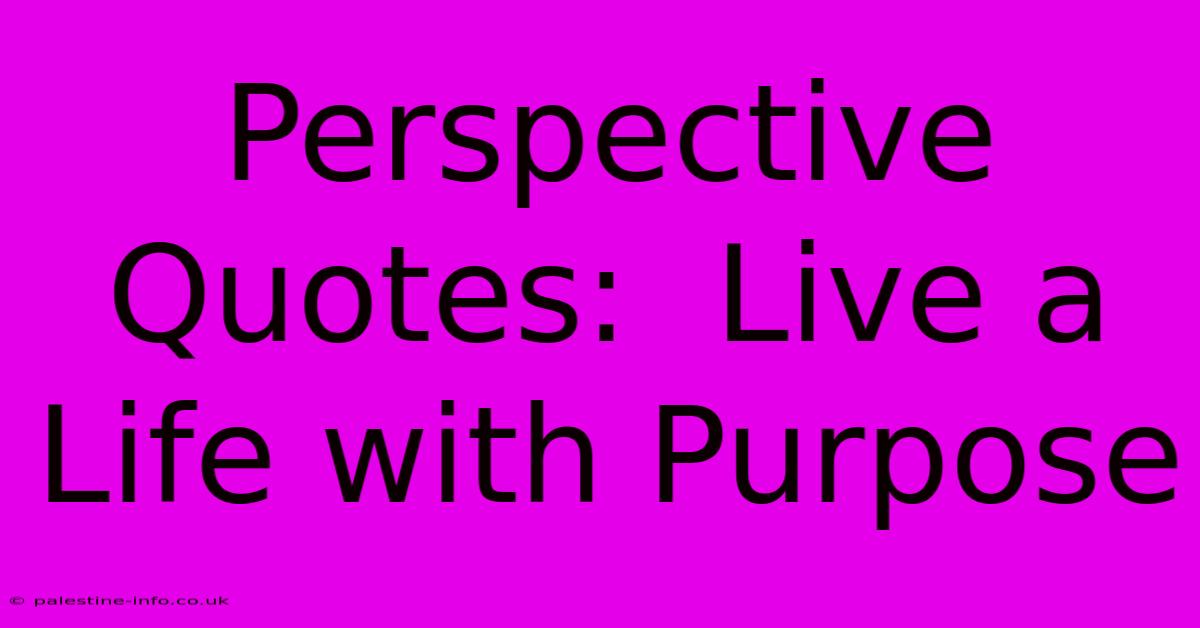 Perspective Quotes:  Live A Life With Purpose