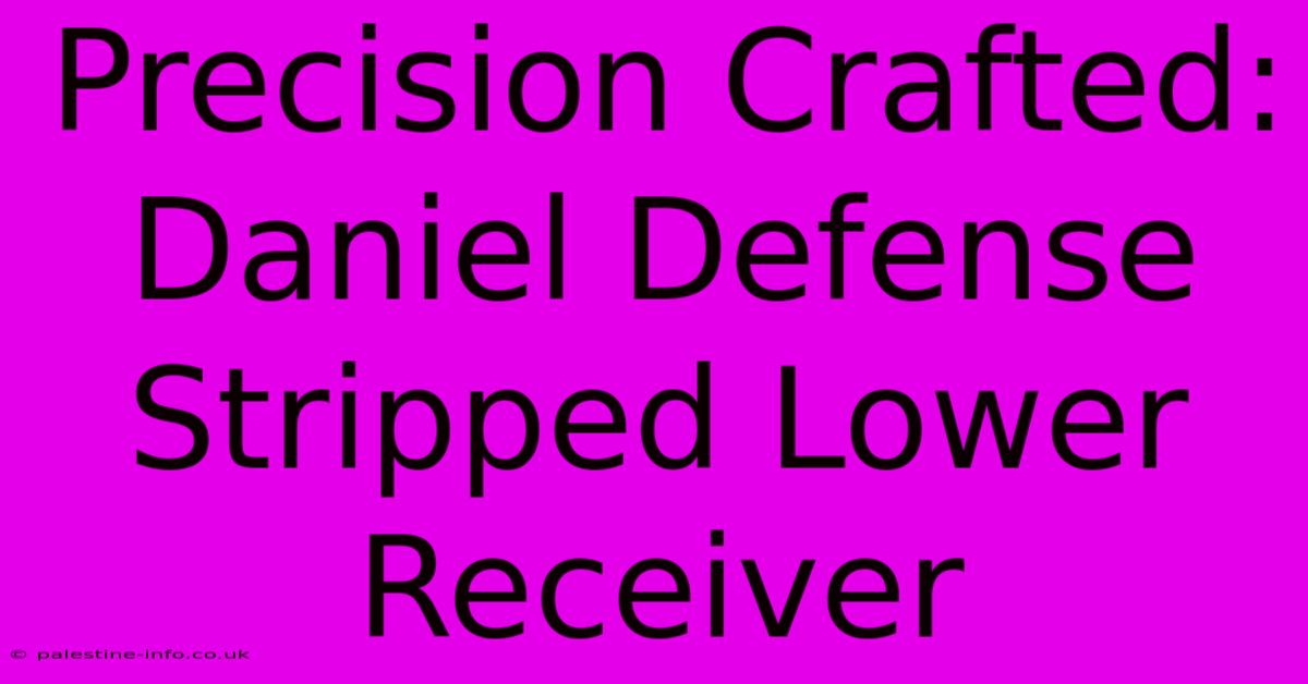 Precision Crafted: Daniel Defense Stripped Lower Receiver